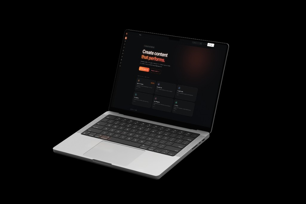 Contentus.ai dashboard shown on a laptop